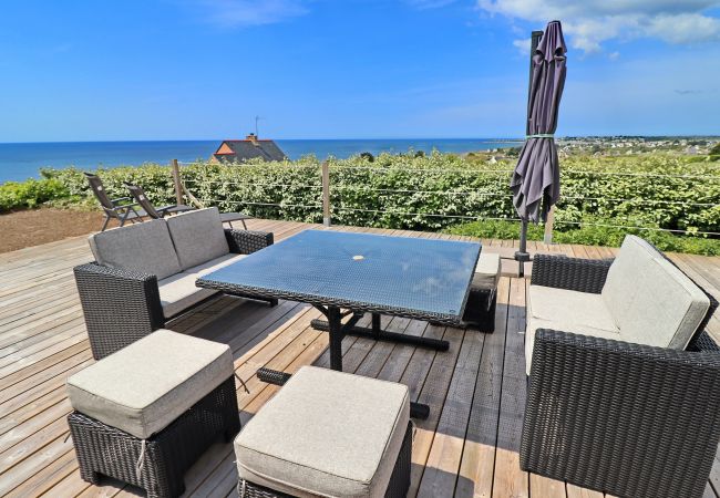 Ferienhaus mit Terrasse Blick auf die gesamte Bucht von Audierne