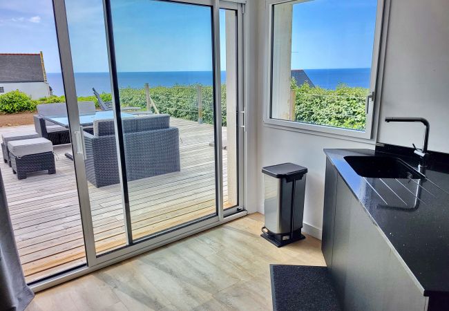 Ferienhaus in Plouhinec - 713-Villa du Roz -Großer Komfort- 180° Meerblick Ferienhaus in Plouhinec - 713-Villa du Roz -Großer Komfort- 180° Meerblick